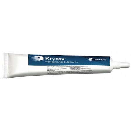 Krytox XHT-ACX Grease, 2 oz, Tube, Synthetic Base, 572 Degrees F Max Op Temp, White, XHT Series