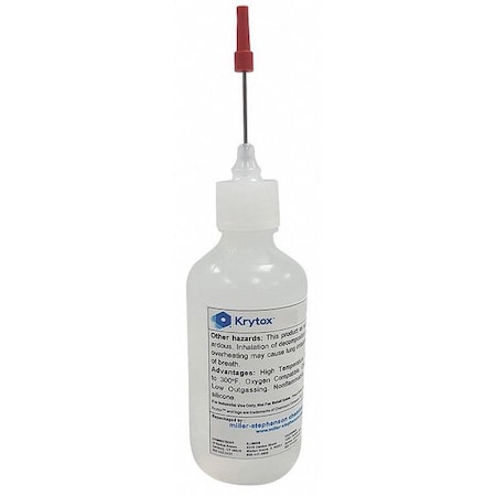 Krytox LDNGPL105 High-Performance Lubricant, 4 oz, Bottle, PFPE Base, 400 Degrees F Max Op Temp, Colorless, GPL105 Series