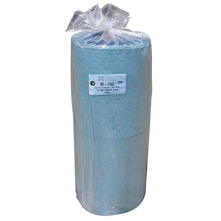 Spilfyter M-152 Sorbent Roll, Oil, 62 gal Vol Absorbed per Pkg, 19 in x 80 ft, Blue, Polypropylene