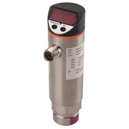 IFM PN4222 Pressure Switch, Standard, SPST, 1/4 in NPT, 0 to 1450 psi Range, Stainless Steel