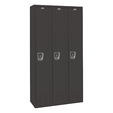 Hallowell U3282-1A-ME Wardrobe Locker, 36 in W, 18 in D, 72 in H, (1) Tier, (3) Wide, Black