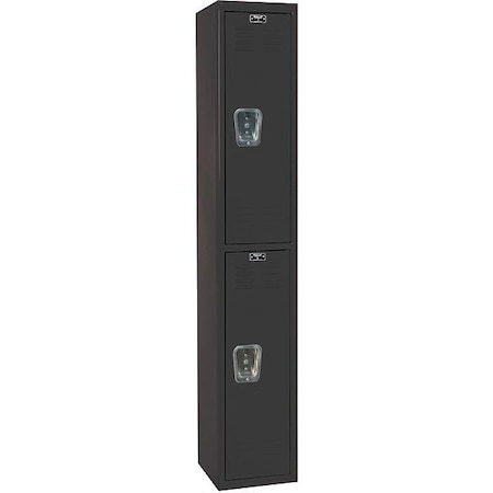 Hallowell U1282-2ME Wardrobe Locker, 12 in W, 18 in D, 72 in H, (1) Wide, (2) Tier, Black