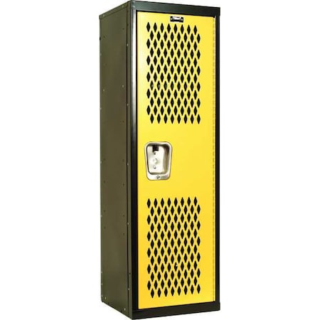 Hallowell HTL151548-1MT Wardrobe Locker, 15 in W, 15 in D, 48 in H, (1) Tier, (1) Wide, Yellow/Black