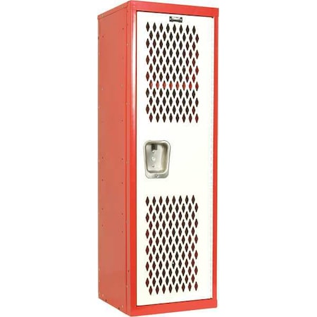 Hallowell HTL151548-1RS Wardrobe Locker, 15 in W, 15 in D, 48 in H, (1) Tier, (1) Wide, White/Red