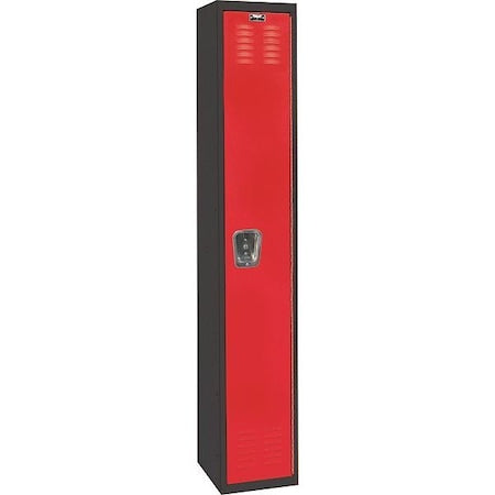 Hallowell U1282-1MR Wardrobe Locker, 12 in W, 18 in D, 72 in H, (1) Tier, (1) Wide, Red/Black