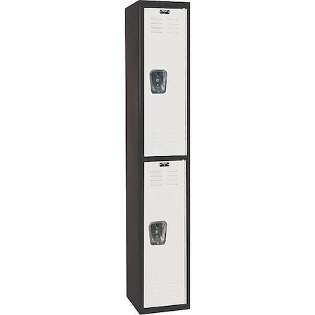 Hallowell U1282-2MP Wardrobe Locker, 12 in W, 18 in D, 72 in H, (1) Wide, (2) Tier, Light Gray/Black