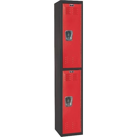 Hallowell U1282-2MR Wardrobe Locker, 12 in W, 18 in D, 72 in H, (1) Wide, (2) Tier, Red/Black