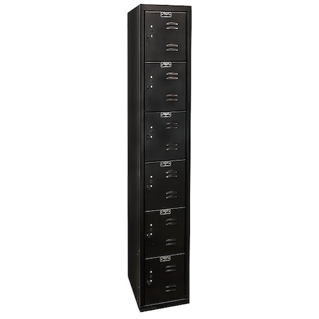 Hallowell U1282-6A-ME Box Locker, 12 in W, 18 in D, 72 in H, (1) Wide, (6) Tier, Black
