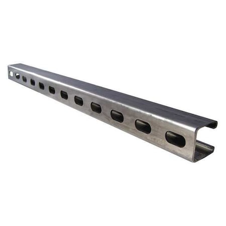 Calbrite S65810ST58 Single Channel Strut, Slotted, 316 Stainless Steel, Polished, 9/16 in x 1-1/8 in Hole Size, Silver