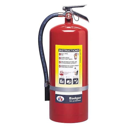 Badger B20M Fire Extinguisher, 20 lb Capacity, Class ABC, UL Rating6A:120B:C, Monoammonium Phosphate