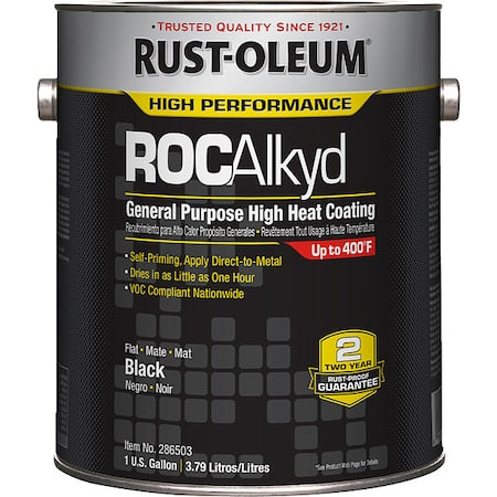 Rust-Oleum 286503 Heat Resistant Coating, Black, 1 gal, Can