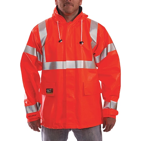 Tingley J44129.2X Arc Flash Flame Resistant Rain Jacket, PVC, Class 3 Orange, 2XL