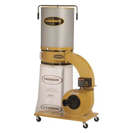 Powermatic 1791079K Wood Dust Collector, 1,064 cfm CFM Max Flow, 1 3/4 hp, Single Phase