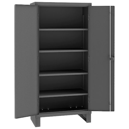Durham MFG 3702-4S-95 Shelving Storage Cabinet, 78 in H, 36 in W, 24 in D, Swing, Padlock Hasp, Gray, 4 Shelves, 0 Drawers