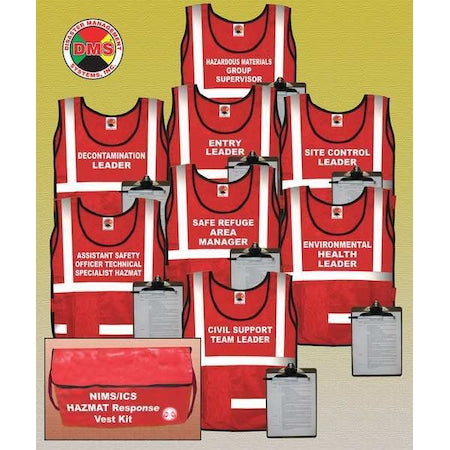 Disaster Management Systems DMS 05307 Hazardous Materials Vest Kit, 8 Vests