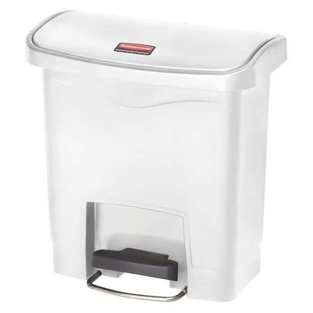 Rubbermaid Commercial 1883554 Slim Jim Step-On 4 gal Rectangular Slim-Profile Plastic Can, White, Foot Pedal, Plastic, 14 7/8