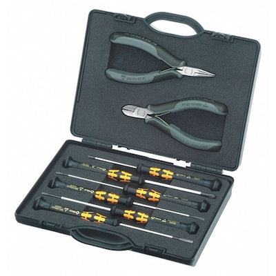 Knipex 00 20 18 ESD 8 Piece Bi-Material Grip Precision Plier Set Electrostatic Discharge Comfort Grip Handle