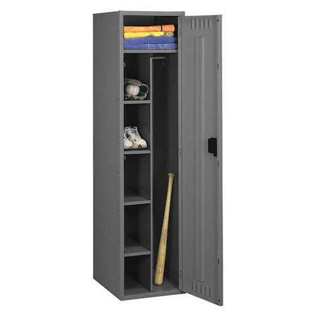 Tennsco CMS-242472-A Wardrobe Locker, 24 in W, 24 in D, 72 in H, (1) Tier, (1) Wide, Medium Gray