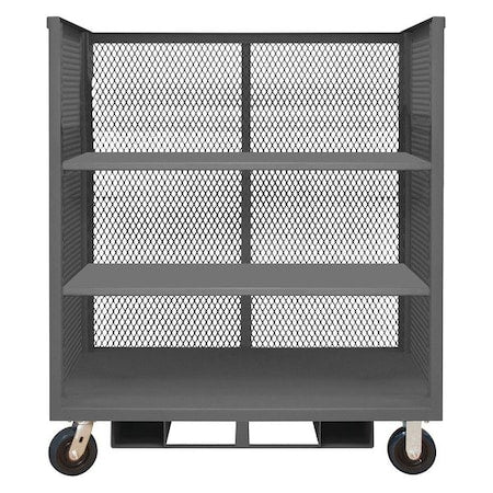 Durham MFG 3STFP-EX2448-3-6PU-95 14 ga. Steel 3 Sided Mesh Stock Cart 3600 lb. Capacity, 48-1/2