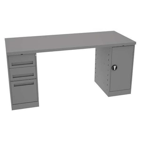 Tennsco MWB-4-3072S Workbench, Steel, 72 in W, 33 1/2 in Height, 1,800 lb, Pedestal