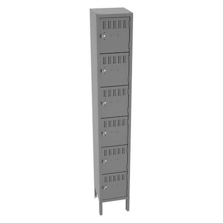 Tennsco BS6-121212-1MG Box Locker, 12 in W, 12 in D, 78 in H, (1) Wide, (6) Tier, Gray