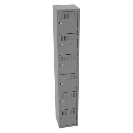 Tennsco BS6-121212-AMG Box Locker, 12 in W, 12 in D, 72 in H, (1) Wide, (6) Tier, Gray