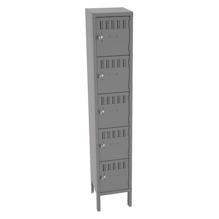 Tennsco BS5-121212-1MG Box Locker, 12 in W, 12 in D, 66 in H, (1) Wide, (5) Tier, Gray