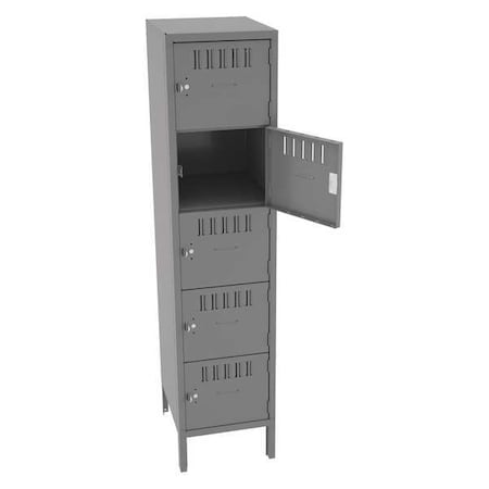 Tennsco BS5-151812-1MG Box Locker, 15 in W, 18 in D, 66 in H, (1) Wide, (5) Tier, Gray