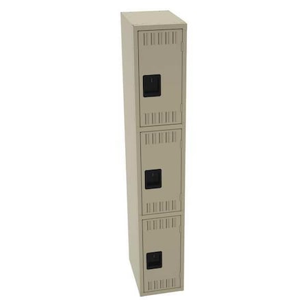 Tennsco TTS-121824-ASD Wardrobe Locker, 12 in W, 18 in D, 72 in H, (1) Wide, (3) Tier, Sand