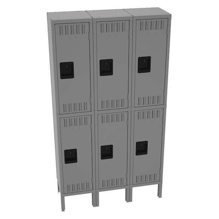 Tennsco DTS-121230-3MG Wardrobe Locker, 36 in W, 12 in D, 66 in H, (2) Tier, (3) Wide, Medium Gray