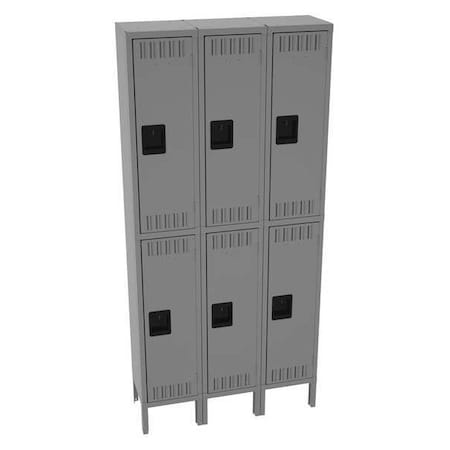Tennsco DTS-121236-3MG Wardrobe Locker, 36 in W, 12 in D, 78 in H, (2) Tier, (3) Wide, Medium Gray