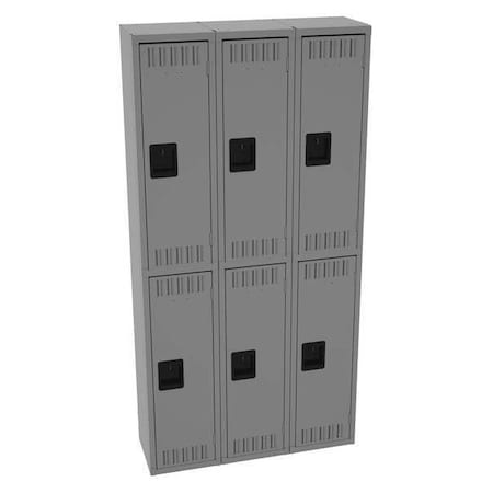 Tennsco DTS-121236-CMG Wardrobe Locker, 36 in W, 12 in D, 72 in H, (2) Tier, (3) Wide, Medium Gray