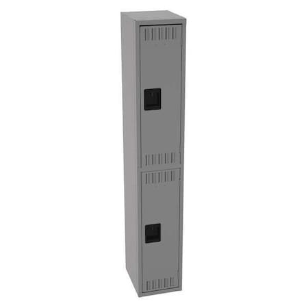 Tennsco DTS-121536-AMG Wardrobe Locker, 12 in W, 15 in D, 72 in H, (1) Wide, (2) Tier, Medium Gray