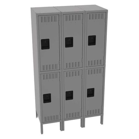 Tennsco DTS-121830-3MG Wardrobe Locker, 36 in W, 18 in D, 66 in H, (2) Tier, (3) Wide, Medium Gray
