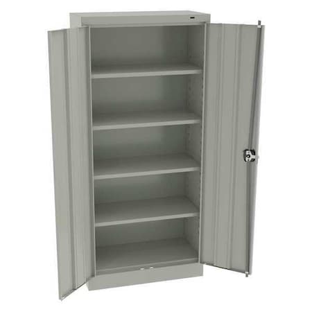 Tennsco 6615LG Shelving Storage Cabinet, 66 in H, 30 in W, 15 in D, Recessed Pull, Keyed, Light Gray, 4 Shelves