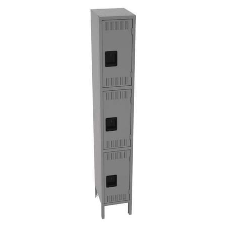 Tennsco TTS-121524-1MG Wardrobe Locker, 12 in W, 15 in D, 78 in H, (1) Wide, (3) Tier, Medium Gray