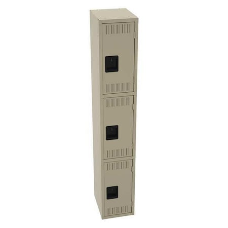 Tennsco TTS-121524-ASD Wardrobe Locker, 12 in W, 15 in D, 72 in H, (1) Wide, (3) Tier, Sand