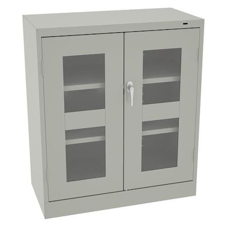 Tennsco CVD4224LG Shelving Storage Cabinet, 42 in H, 36 in W, 24 in D, Swing, Keyed, Light Gray, 2 Shelves, 0 Drawers