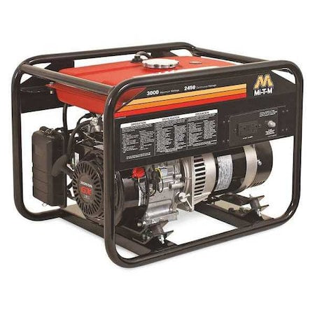 Mi-t-m GEN-3000-1MH0 Portable Generator, Gasoline, 2,450 W Rated, 3,000 W Surge, Recoil Start, 120V AC, 20.4 A