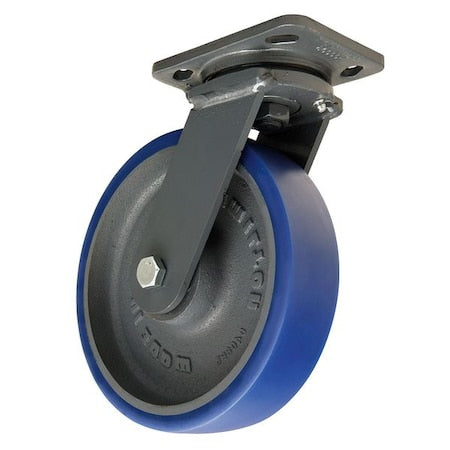 Hamilton S-WH-8SPB Plate Caster, Swivel, Poly, 8 in., 1200 lb., Blu
