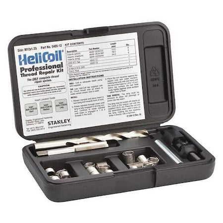 Stanley Engineered Fastening 5405-12 Free-Running Helical Insert Repair Kit, Helical Inserts, M12-1.25, Plain 18-8 Stainless