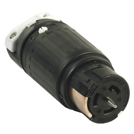 Hubbell Wiring Device-Kellems CS8156C Locking Plug, 50 A, 480V AC, Three Phase, 3 Pole, Screw Terminals, Black, White