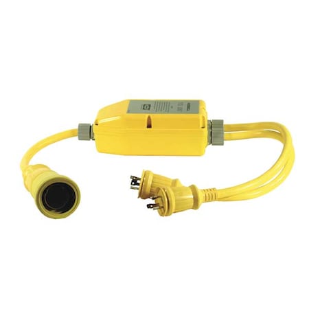 Hubbell Wiring Device-Kellems YQ230 Plug Adapter, Marine Grade, Y Adapter, Non-NEMA, 5-15P, 4.6 ft., Yellow