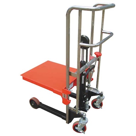 DAYTON 4ECW9 Portable Manual Platform Lift Truck, Manual, 880 lb Load Capacity, Foot Pump Lift Control