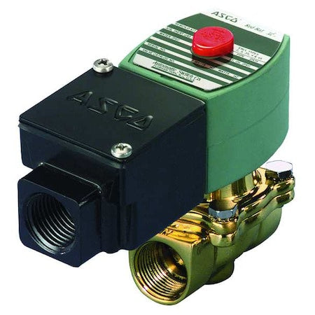 Asco JKF8210G009 Solenoid Valve, 2-Way, 2-Position, Normally Closed, 3/4 in Pipe Size, 120V AC, High Flow, Brass