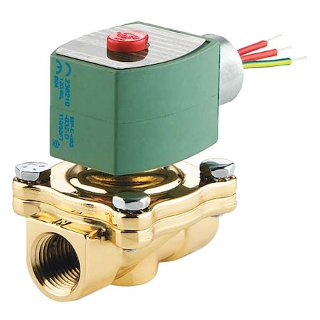 Asco HT8210G009 Solenoid Valve, 2-Way, 2-Position, Normally Closed, 3/4 in Pipe Size, 120V AC, High Flow, Brass