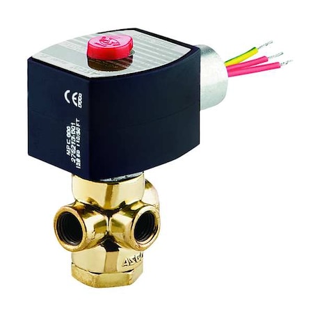 Asco 8320G18224/DCDD Solenoid Valve, 3-Way, 2-Position, Normally Closed, 1/4 in Pipe Size, 24V DC, Direct Mount, Brass