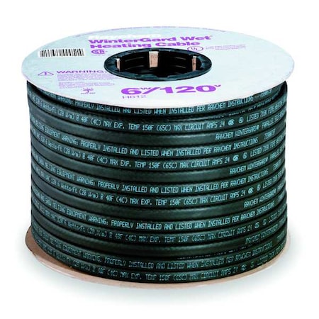 Raychem 734921-000 Cut-to-Length Electric Heating Cable, -40 Degrees F to 150 Degrees F, 120V AC, 250 ft L x 7/16 in W