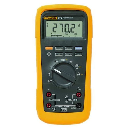 Fluke FLUKE-27II/CWG Digital Multimeter, 1,000 V Max DC, 0.1 V Max AC, Average, 6,000 Instrument Counts, LCD