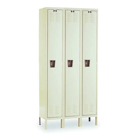Hallowell U3588-1A-PT Wardrobe Locker, 45 in W, 18 in D, 78 in H, (1) Tier, (3) Wide, Tan